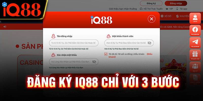 Đăng ký IQ88 chỉ với 3 bước nhanh gọn